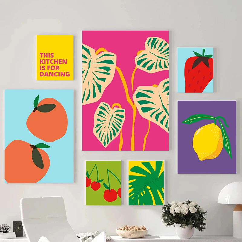 Resin Art Kitchen - Minimalistyczne diamentowe plakaty z owocami, kolorowe,