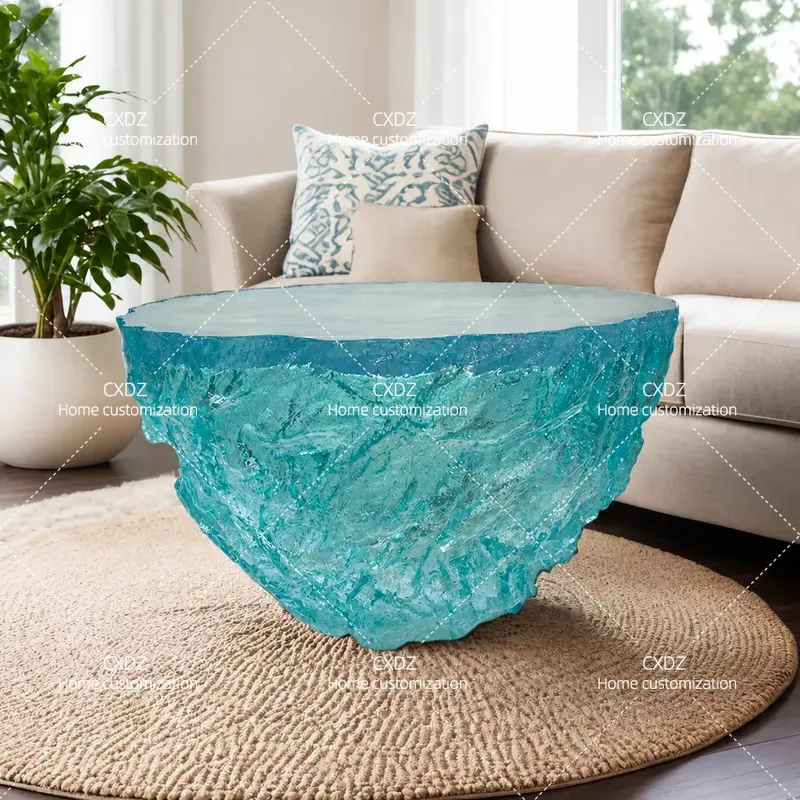 Resin Art Coffee Table - Luksusowy przezroczysty okrągły stolik kawowy z