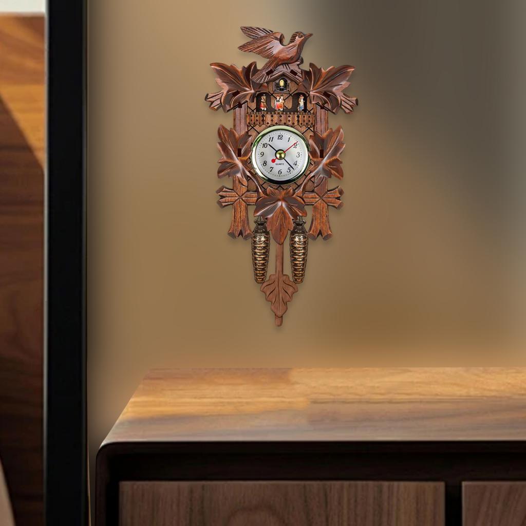 Resin Art Kitchen - Zegar ścienny z drewnianym wzorem kukułki,