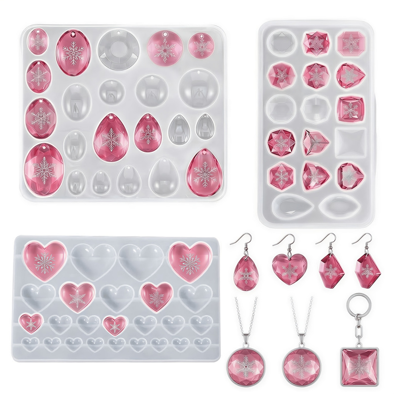 Resin Art Heart - 3-pakowe silikonowe formy do żywicy w
