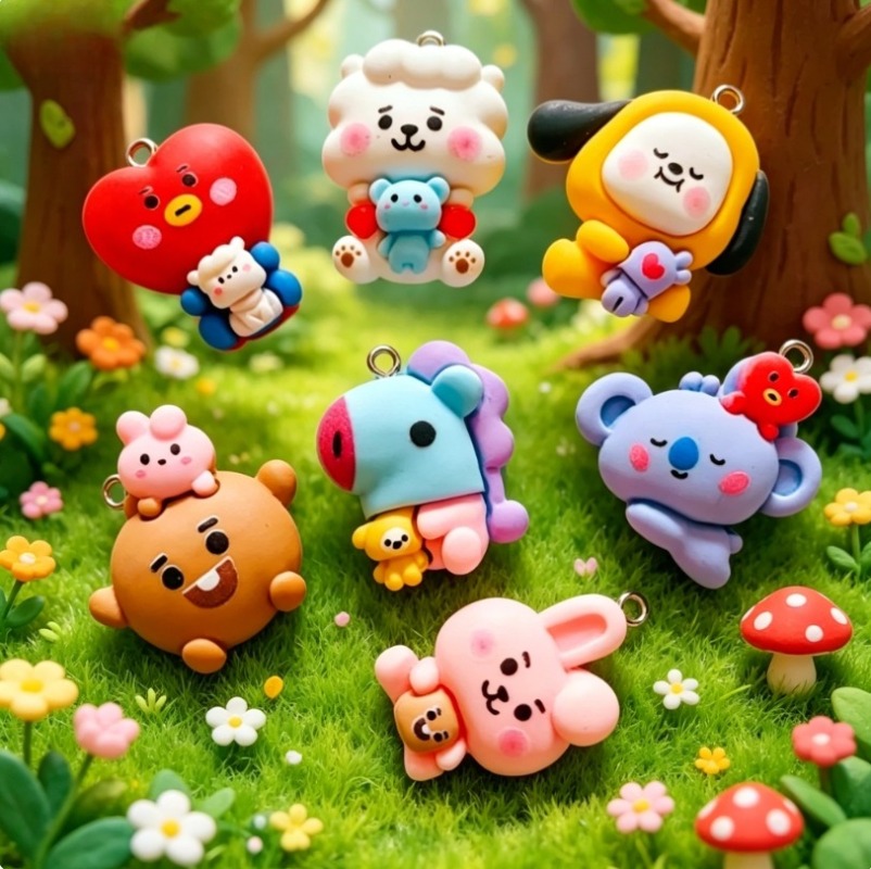7 szt. BT21 Żywiczne Charmsy z – Resin Art Calligraphy recenzja i cena
