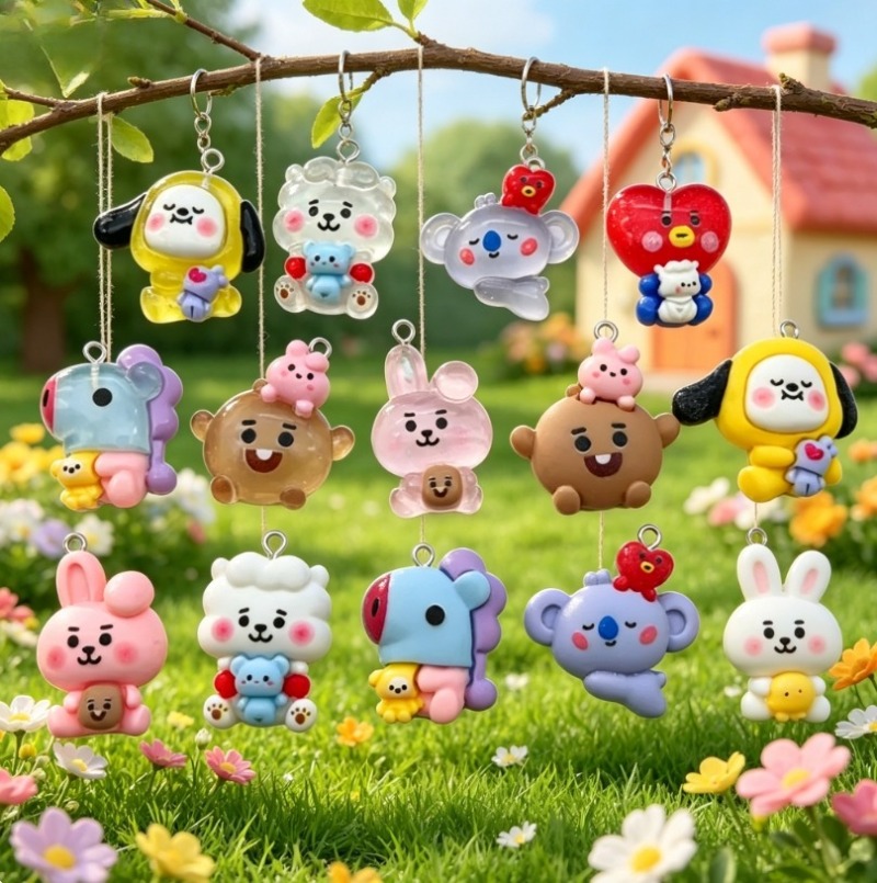 7 szt. BT21 Żywiczne Charmsy z – Resin Art Calligraphy recenzja i cena